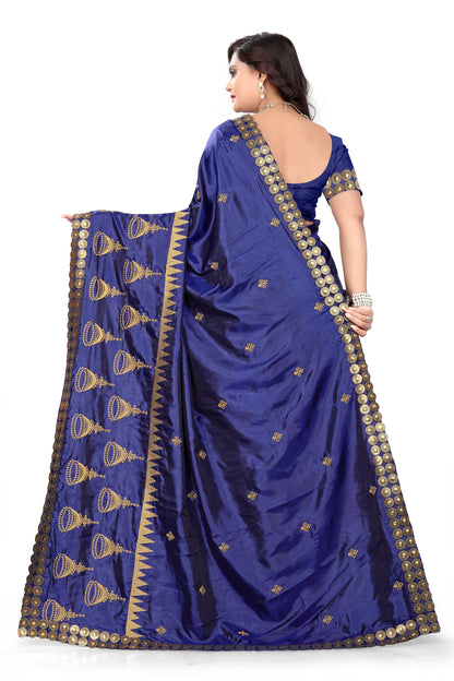Dhiyona RV Women's Elegant Paper Silk Zari Embroidered Saree With Blouse ( KVD372 )