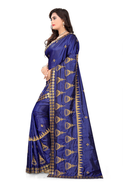 Dhiyona RV Women's Elegant Paper Silk Zari Embroidered Saree With Blouse ( KVD372 )