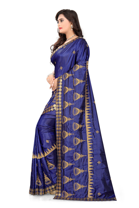 Dhiyona RV Women's Elegant Paper Silk Zari Embroidered Saree With Blouse ( KVD372 )