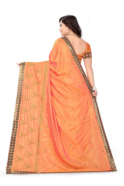Dhiyona RV Women's Elegant Paper Silk Zari Embroidered Saree With Blouse ( KVD373 )