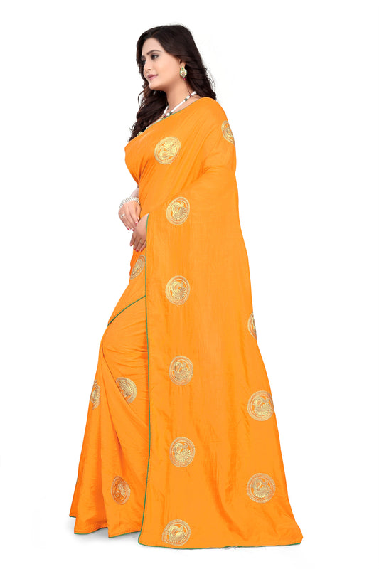Dhiyona RV Women's Elegant Sana Silk Zari Embroidered Saree with Banglori Silk Blouse ( KVD379 )