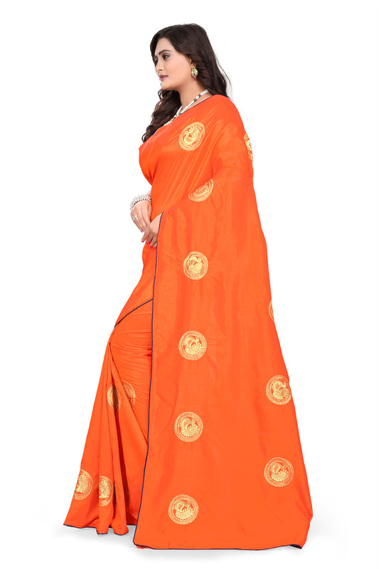 Dhiyona RV Women's Elegant Sana Silk Zari Embroidered Saree with Banglori Silk Blouse ( KVD380 )
