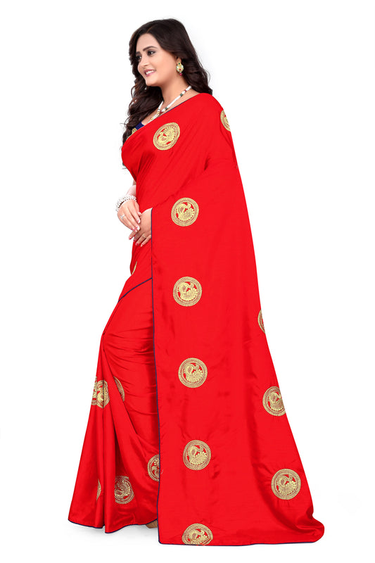 Dhiyona RV Women's Elegant Sana Silk Zari Embroidered Saree with Banglori Silk Blouse ( KVD381 )