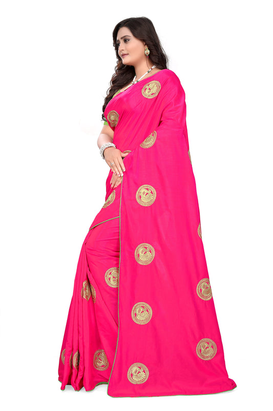 Dhiyona RV Women's Elegant Sana Silk Zari Embroidered Saree with Banglori Silk Blouse ( KVD382 )