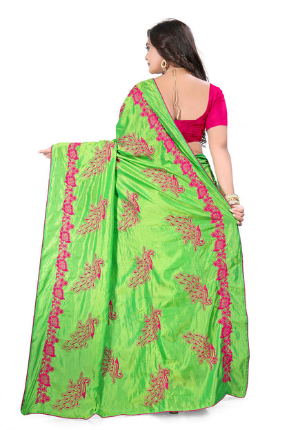 Dhiyona RV Women's Designer Sana Silk Thread Embroidered Saree with Banglori Silk Blouse ( KVD384 )