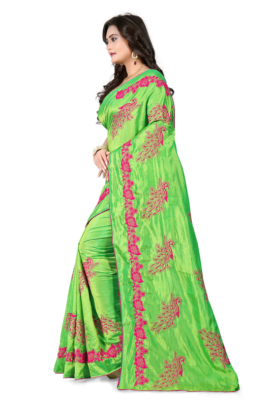 Dhiyona RV Women's Designer Sana Silk Thread Embroidered Saree with Banglori Silk Blouse ( KVD384 )