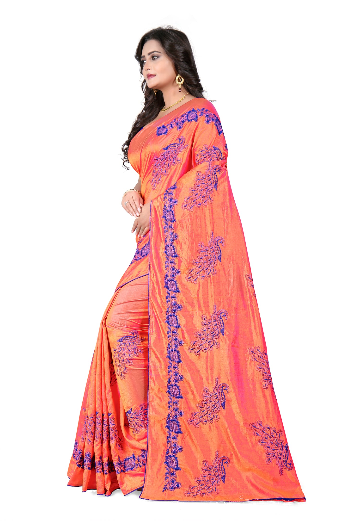 Dhiyona RV Women's Designer Sana Silk Thread Embroidered Saree with Banglori Silk Blouse ( KVD385 )