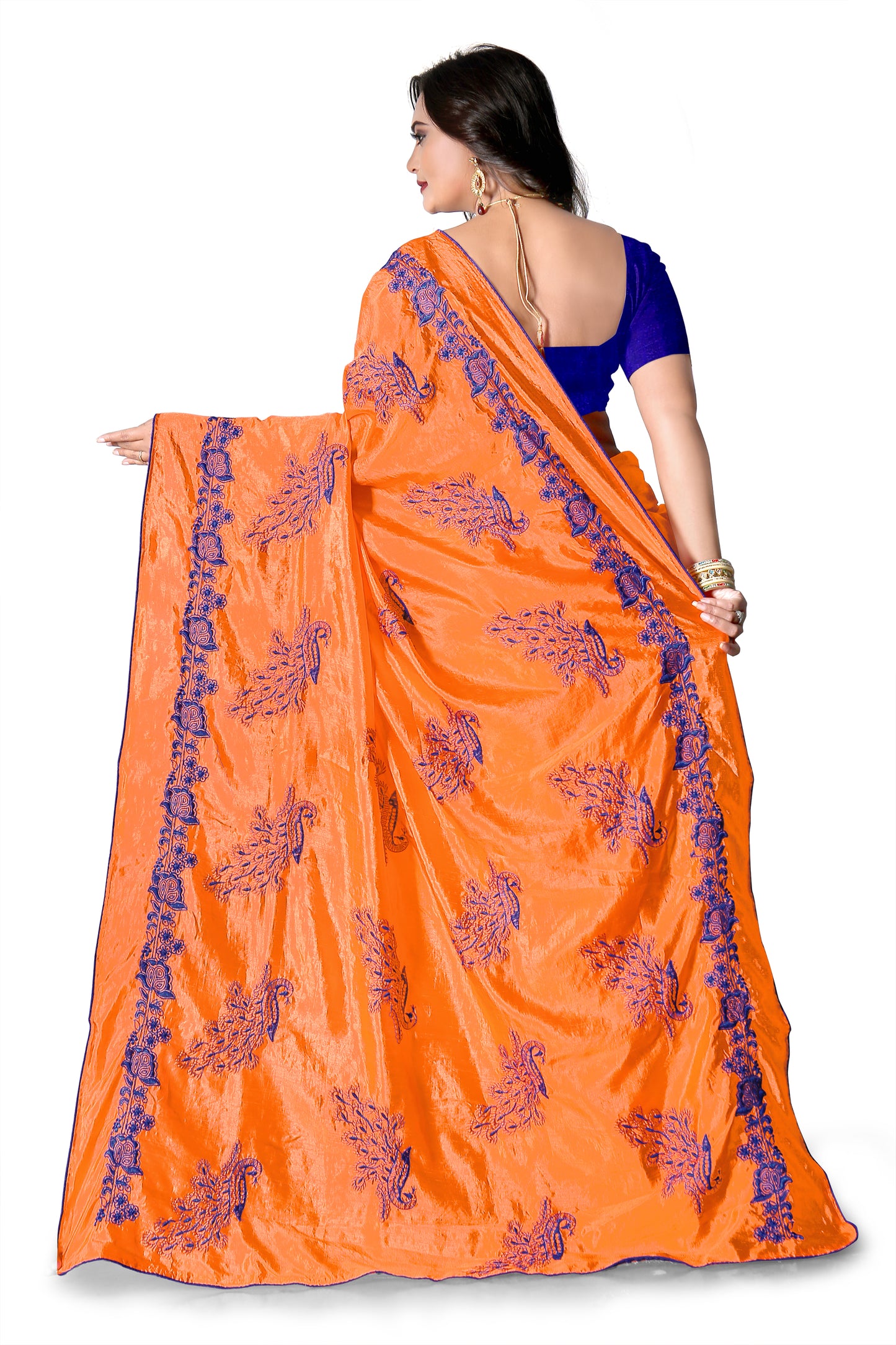 Dhiyona RV Women's Designer Sana Silk Thread Embroidered Saree with Banglori Silk Blouse ( KVD387 )