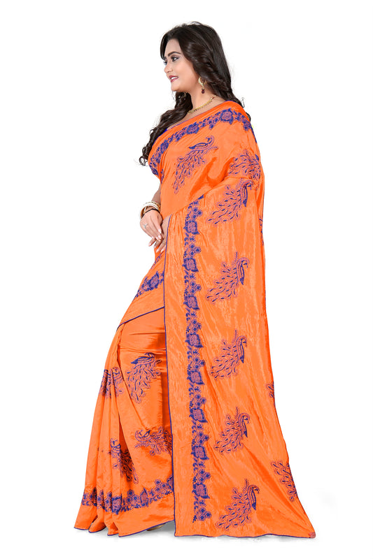 Dhiyona RV Women's Designer Sana Silk Thread Embroidered Saree with Banglori Silk Blouse ( KVD387 )