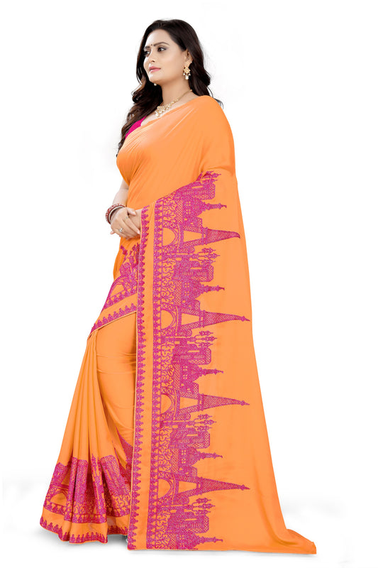 Dhiyona RV Women's Rangoli Georgette With Embroidery Work Party Wear Saree (KVD5619)