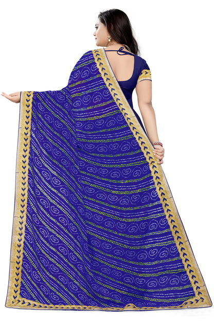 Dhiyona RV Women's Foil Print Lace work border Georgette Embroidered Saree ( KVD630 )