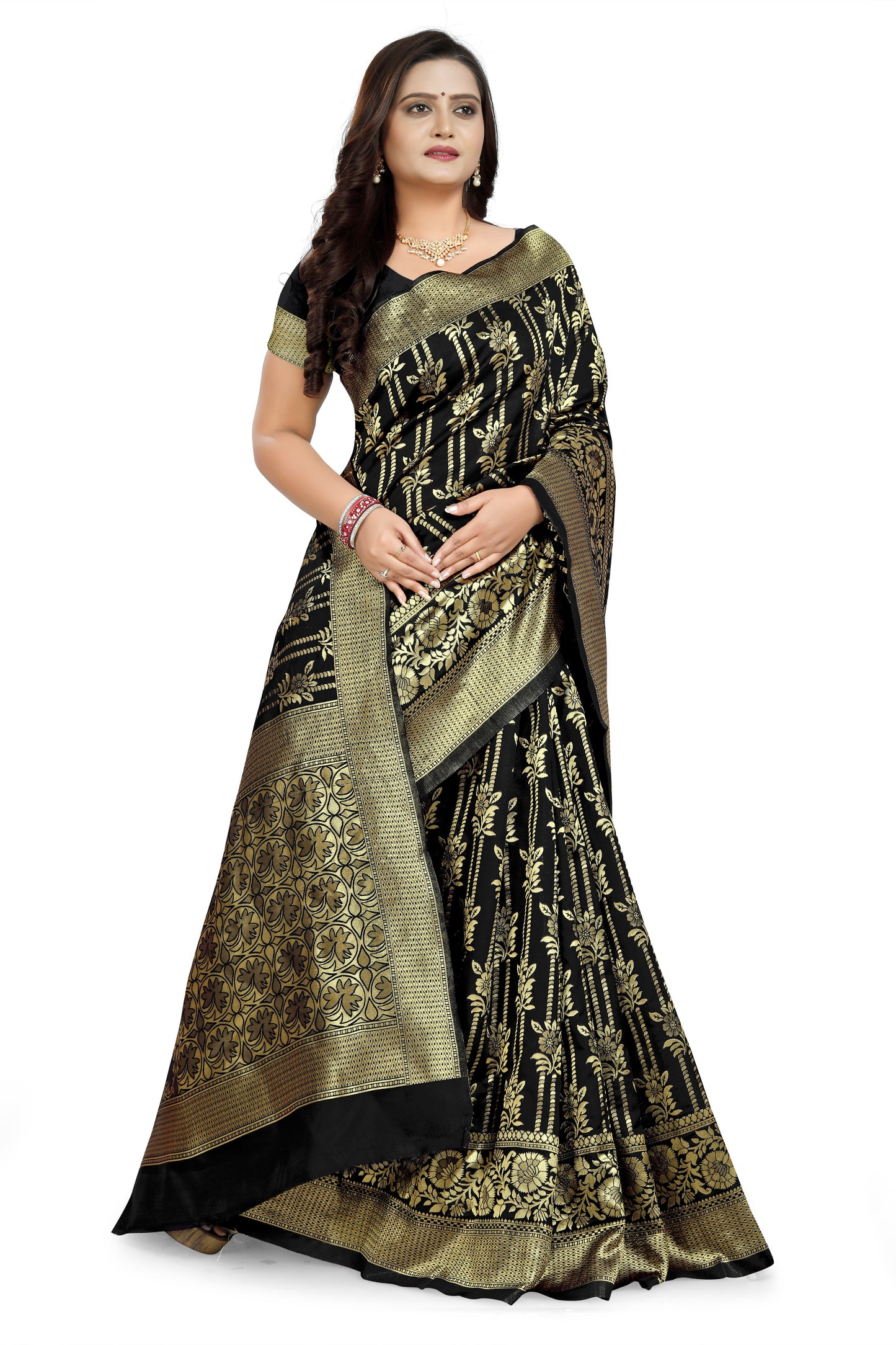 Dhiyona RV Women's Jacquard Cotton Printed Saree with Unstitched Blouse ( KVD670 )