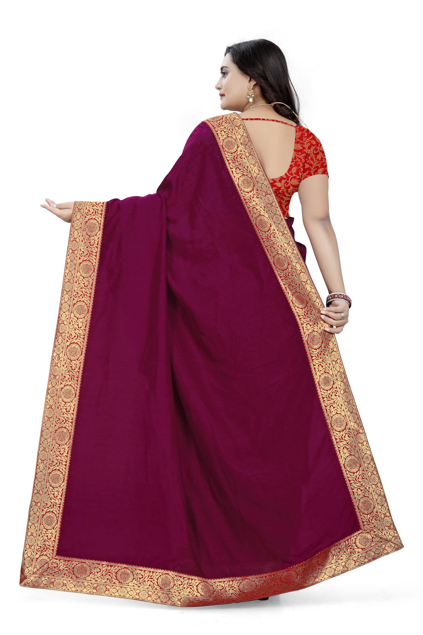 Dhiyona RV Women's Vichitra Georgette With heavy jacquard Blouse Saree ( KVD737 )