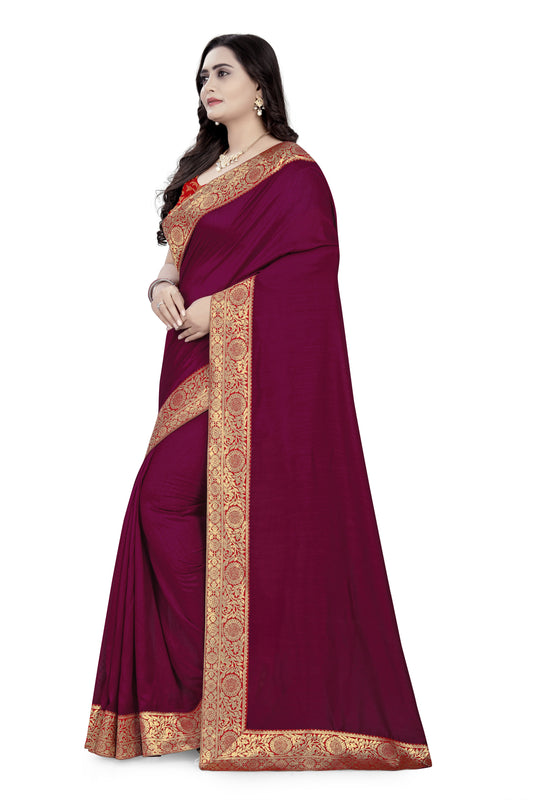 Dhiyona RV Women's Vichitra Georgette With heavy jacquard Blouse Saree ( KVD737 )