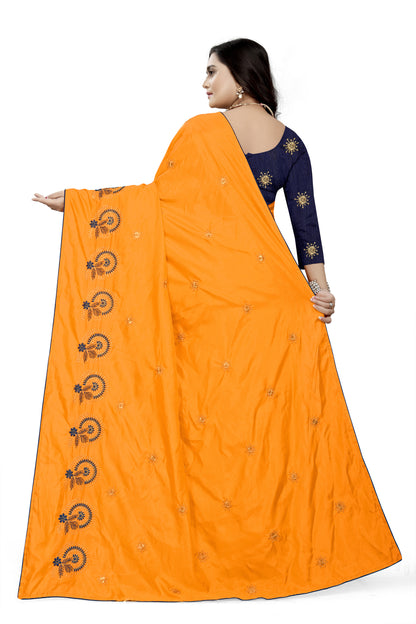 Dhiyona RV Women's Sana Silk Thread Embroidery Saree ( KVD747 )