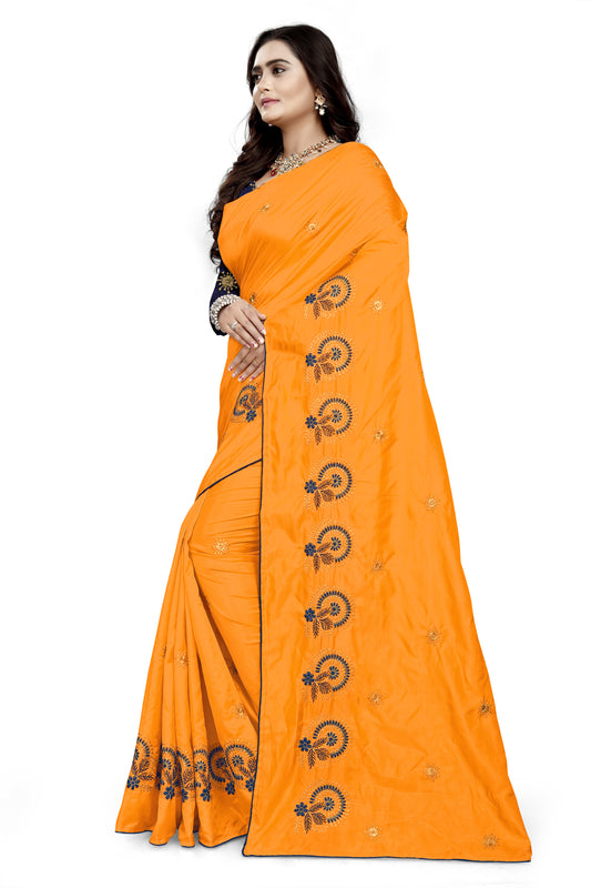 Dhiyona RV Women's Sana Silk Thread Embroidery Saree ( KVD747 )