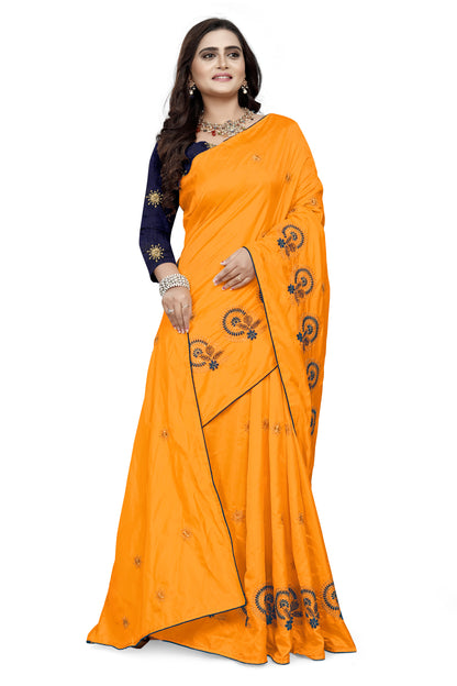 Dhiyona RV Women's Sana Silk Thread Embroidery Saree ( KVD747 )