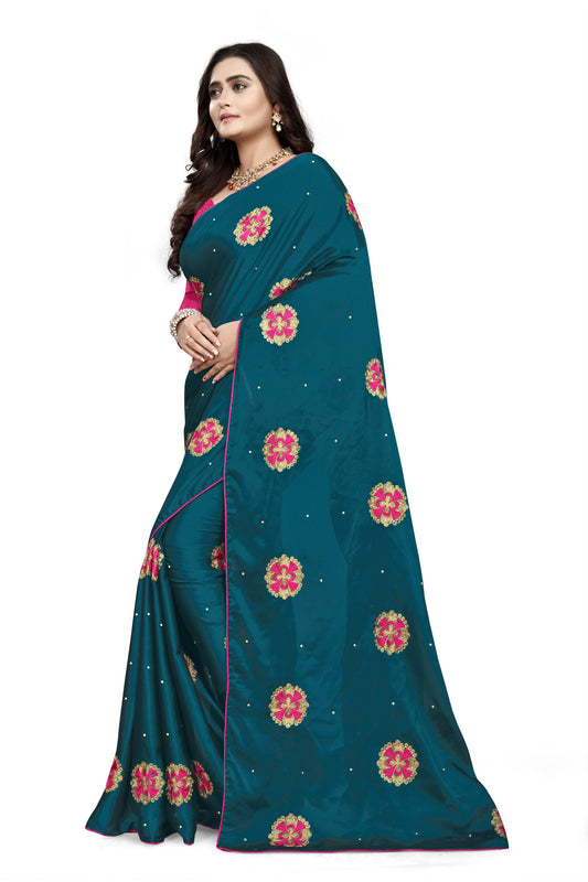 Dhiyona RV Women's Rangoli With Embroidery and Pearl handwork Saree ( KVD752 )