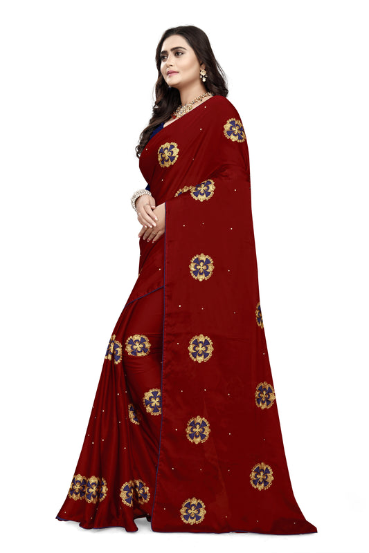 Dhiyona RV Women's Rangoli With Embroidery and Pearl handwork Saree ( KVD755 )