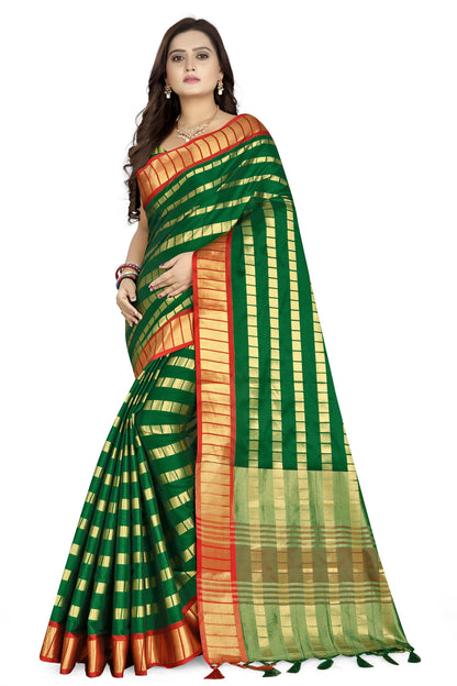 Dhiyona RV Women's Silk Saree With Zari Weaving Contrast Border Saree ( KVD834 )