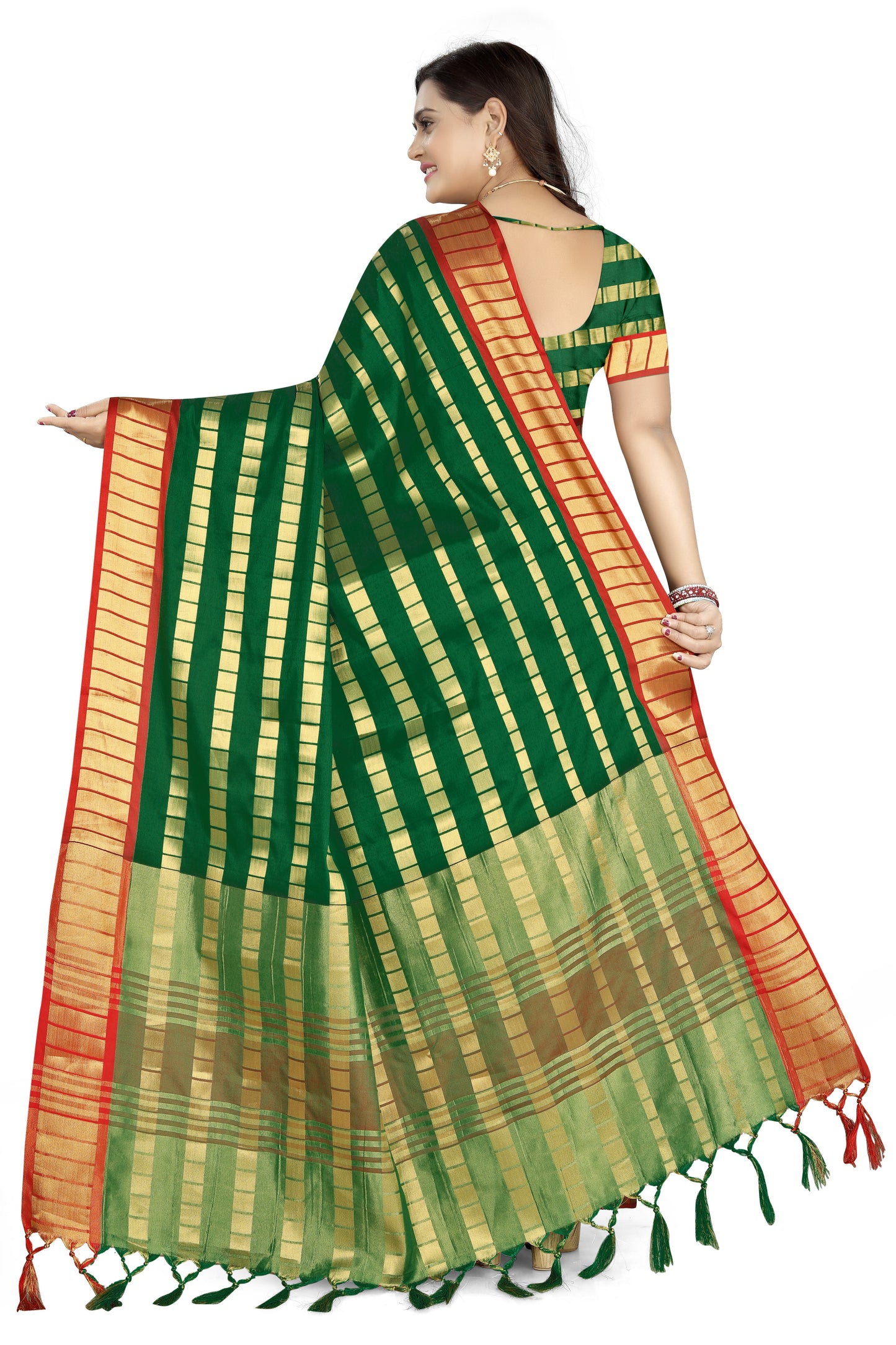Dhiyona RV Women's Silk Saree With Zari Weaving Contrast Border Saree ( KVD834 )