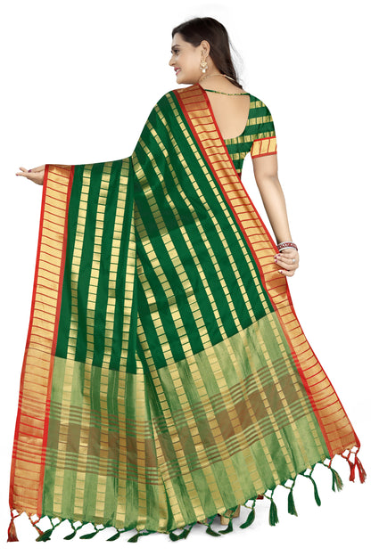Dhiyona RV Women's Silk Saree With Zari Weaving Contrast Border Saree ( KVD834 )