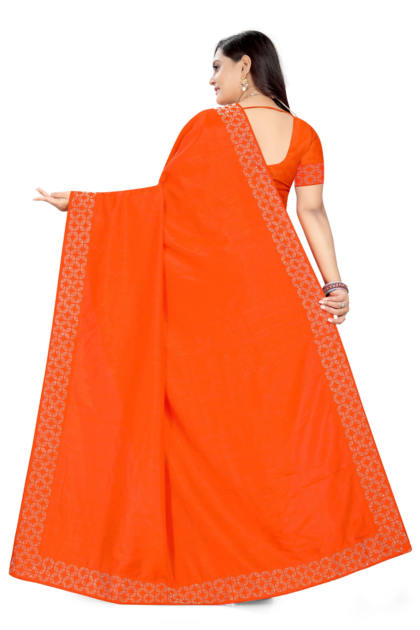 Dhiyona RV Women's Vichitra With  Stone work Saree ( KVD854 )