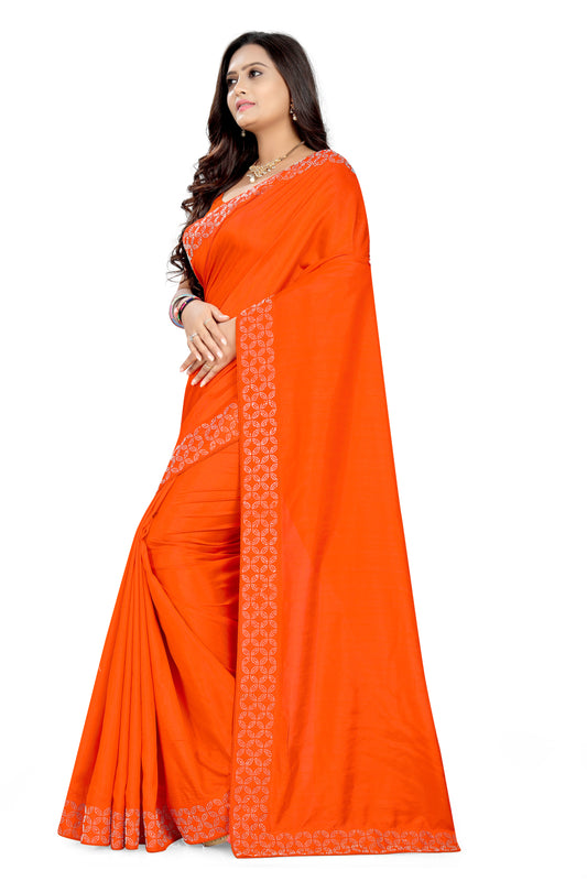 Dhiyona RV Women's Vichitra With  Stone work Saree ( KVD854 )