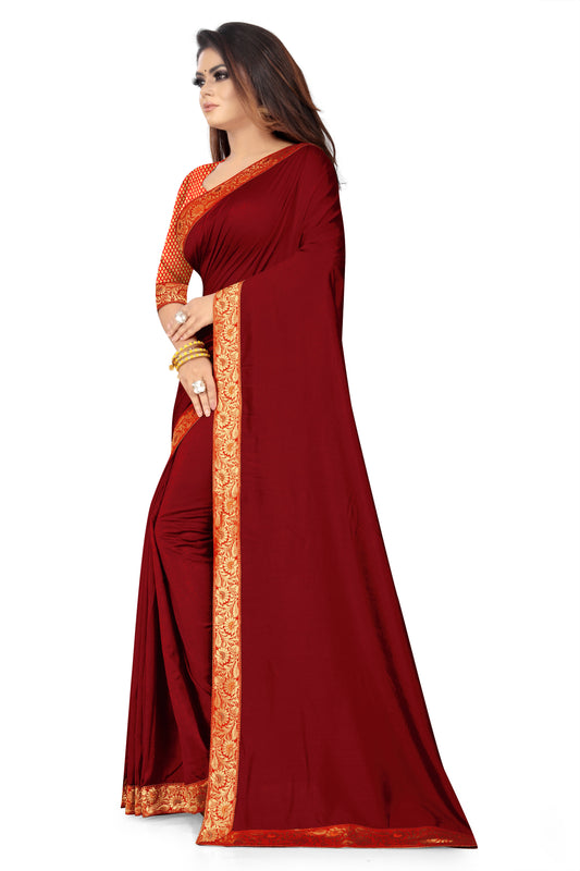 Dhiyona RV Women's Vichitra Georgette With heavy jacquard Blouse Saree ( KVD857 )