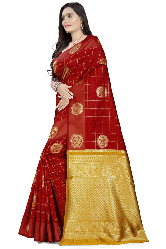 Dhiyona RV Women's Banarasi Cotton Silk With Zari weaving  Saree  ( KVD906 )