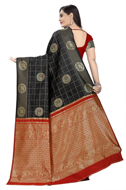 Dhiyona RV Women's Banarasi Cotton Silk With Zari weaving  Saree  ( KVD907 )