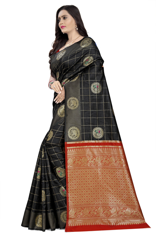Dhiyona RV Women's Banarasi Cotton Silk With Zari weaving  Saree  ( KVD907 )
