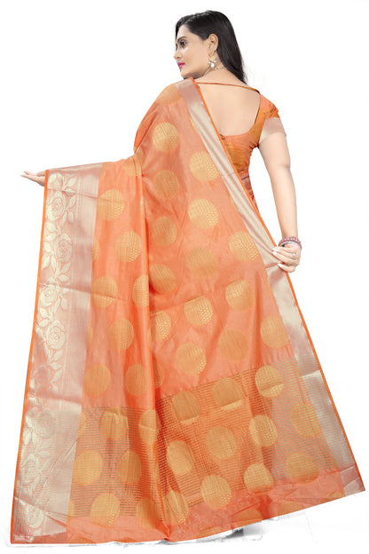 Dhiyona RV Women's Banarasi Silk With Silver and Golden Jacquard Print Saree  ( KVD912 )