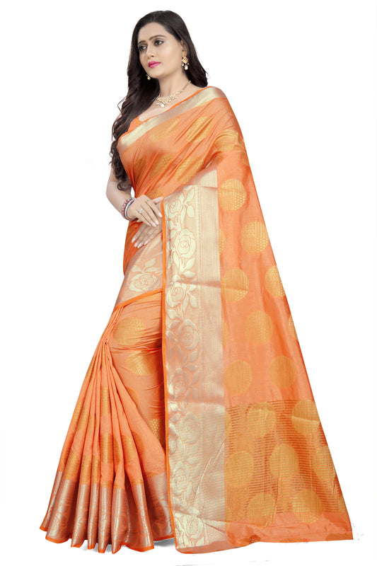 Dhiyona RV Women's Banarasi Silk With Silver and Golden Jacquard Print Saree  ( KVD912 )
