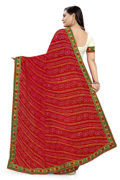 Dhiyona RV Women's Half And Half Bandhani Pallu With Kutchi Embroidered Saree ( KVD932 )