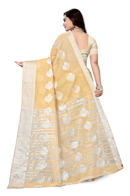 Dhiyona RV Women's Banarasi Cotton Silk With Silver Zari weaving  Saree  ( KVD976 )