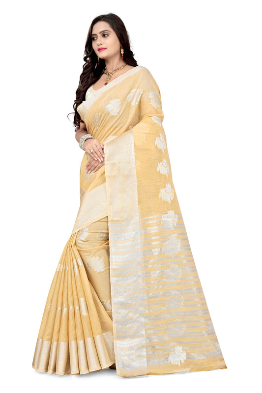 Dhiyona RV Women's Banarasi Cotton Silk With Silver Zari weaving  Saree  ( KVD976 )
