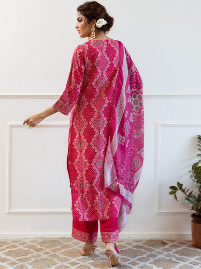 Dhiyona IS Women's Floral Embroidered Sequinned Kurta With Palazzos & Dupatta