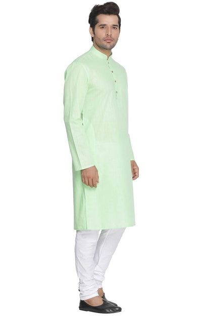 Men's Green Cotton Linen Straight Kurta Pyjama Set