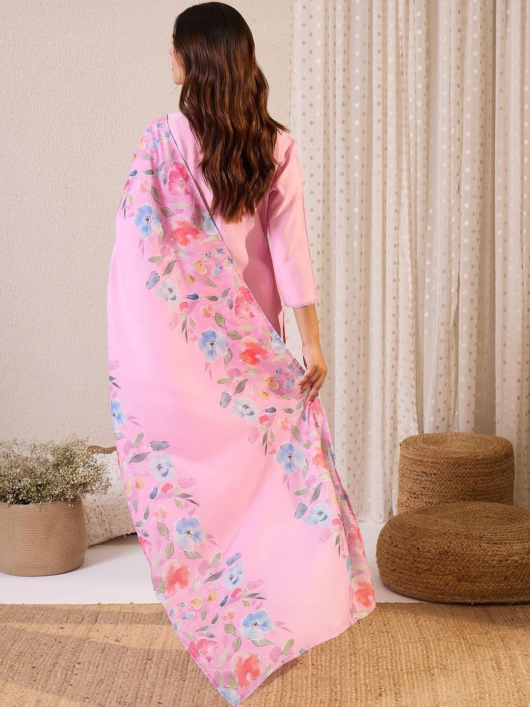 Women Floral Embroidered Kurta with Trousers & Dupatta