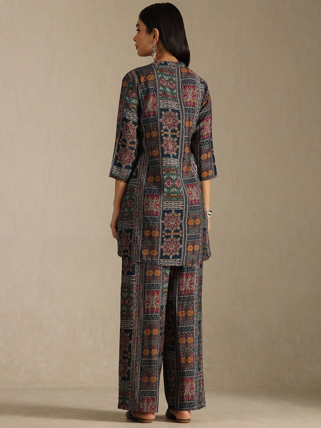 Dhiyona SO Women's Women Ethnic Motifs Printed Regular Thread Work Kurta with Palazzos