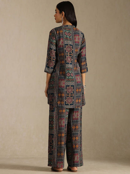 Dhiyona SO Women's Women Ethnic Motifs Printed Regular Thread Work Kurta with Palazzos