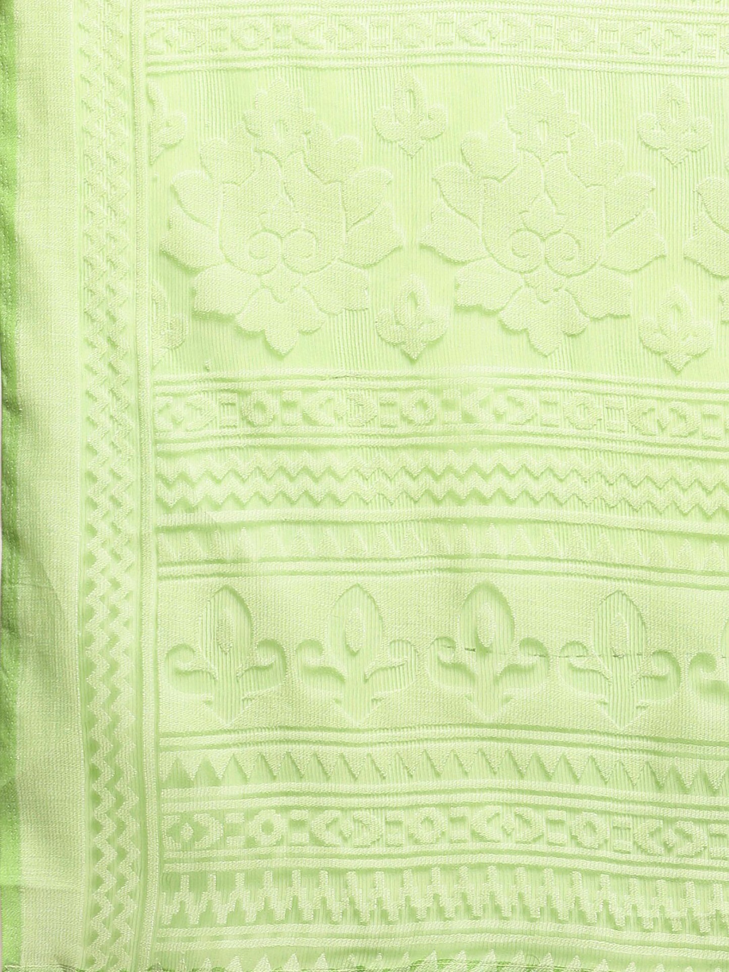 Women's Brasso Green Printed Designer Saree With Blouse Piece