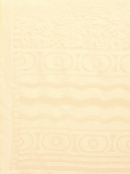 Women's Brasso Off White Printed Designer Saree With Blouse Piece