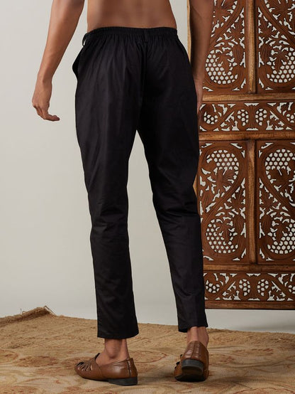Men's Black Cotton Straight Pyjama