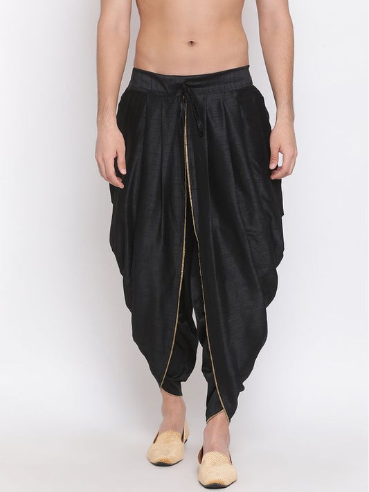 Men's Black Silk Blend Regular Dhoti