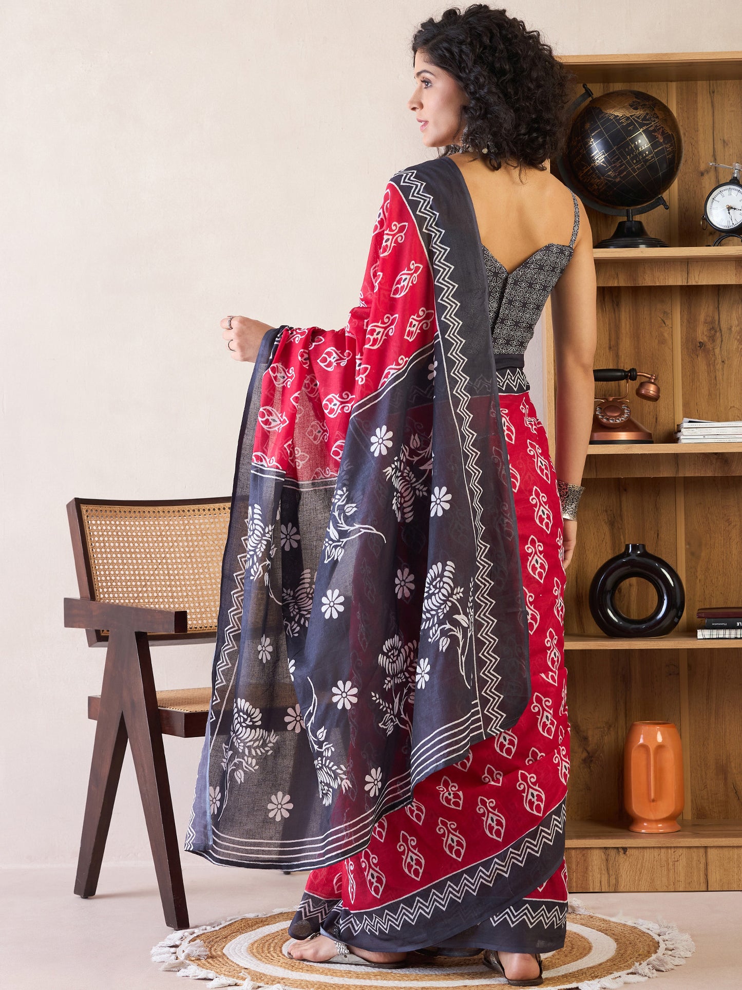 Women's Cotton Pink Printed Ready to Wear With Blouse Piece