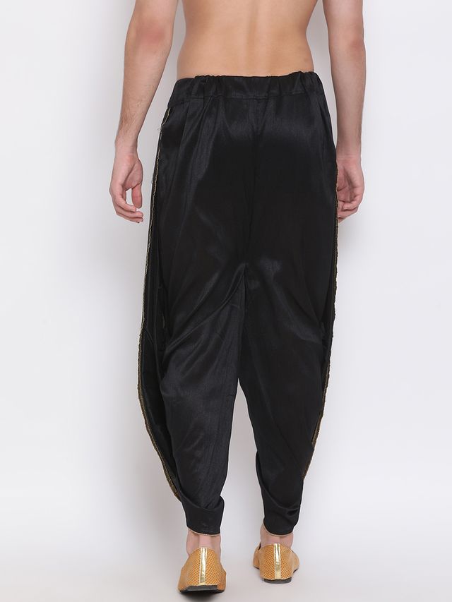 Men's Black Silk Blend Regular Dhoti