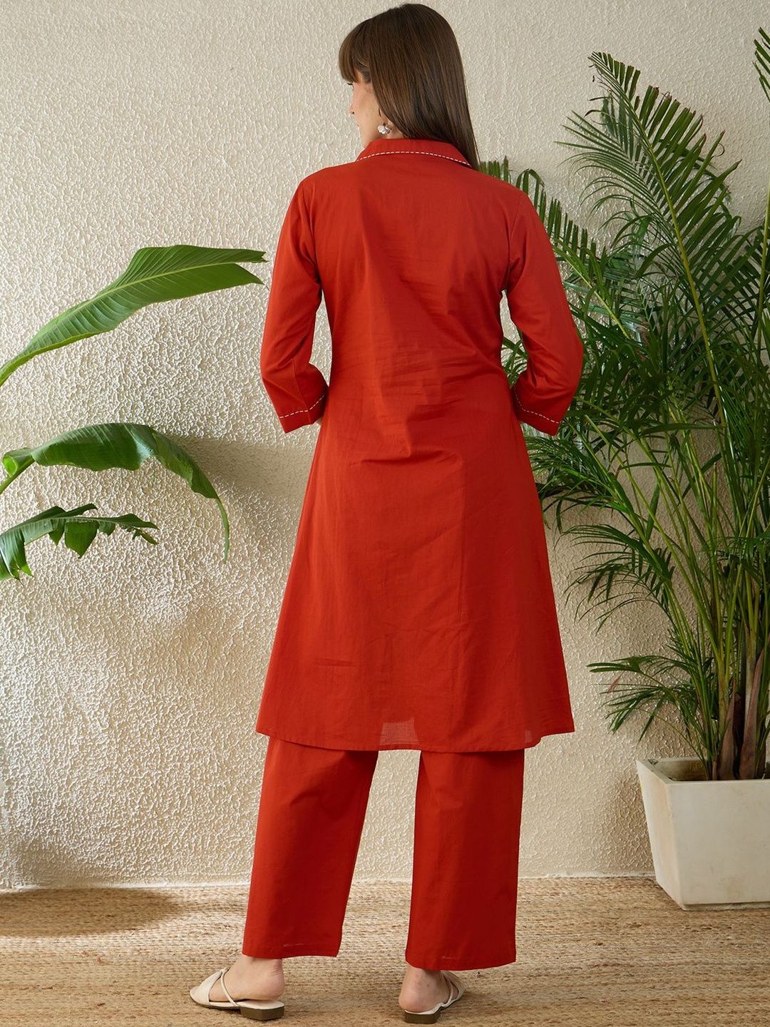 Pure Cotton A Line Kurta With Palazzos