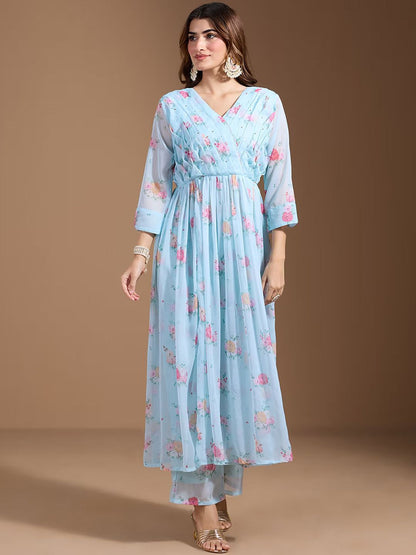Dhiyona OD  Women Floral Printed Regular Kurta with Trousers & With Dupatta
